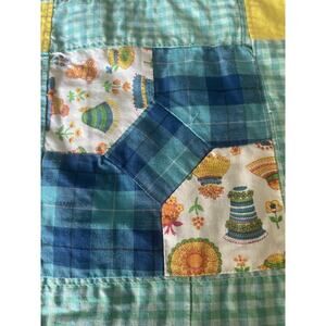 Vintage Handmade Bow Tie Patchwork Quilt 72x72 Cottage Farmhouse Throw